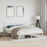 Maison Chic Kovinski Posteljni okvir - Dvoposteljna postelja - Zakonska postelja z vzglavjem bel 160x200 cm, (21692845) | Shoptok.si