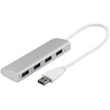 Deltaco USB 3.0 Hub s 4 USB-A Porta, Aluminijski, 0,3m, Srebrni | shoptok.hr