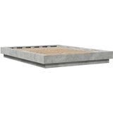  Posteljni okvir z LED lučkami betonsko siv 140x190 cm inž. les | Shoptok.si