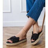 Gemre Black espadrille slides with a bow Luvis | Shoptok.si
