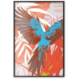  Plakat - Exotic Wings - parrot among abstract leaf patterns 40x60 Crni okvir | shoptok.hr