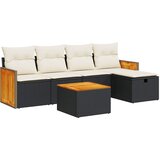  6-dijelni set vrtnih sofa s jastucima crni od poliratana Slike