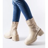 Gemre Beige ankle boots on a chunky heel Castelvetrano | shoptok.hr