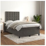  Box spring postelja z vzmetnico temno siva 120x200 cm žamet | Shoptok.si