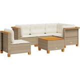 Maison Chic Seti vrtnega pohištva - Vrtna garnitura - Vrtni pohištvo set 6-delna z blazinami bež poli ratan, (21813103) | Shoptok.si