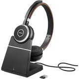Jabra Evolve 65 Wireless Stereo On-Ear Headset - Microsoft Teams Certified Headphones with Long Battery Life and Charging Station - USB Bluetooth Adapter - Black | Shoptok.si
