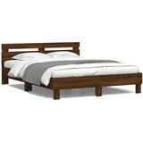  Okvir za krevet s uzglavljem i LED boja smeđeg hrasta 140x200cm | shoptok.hr