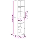 vidaXL Visoka omara siva sonoma 45x41x185 cm inženirski les | Shoptok.si