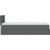 vidaXL Otomanski posteljni okvir z vzmetnico siv 100x200 cm blago | Shoptok.si