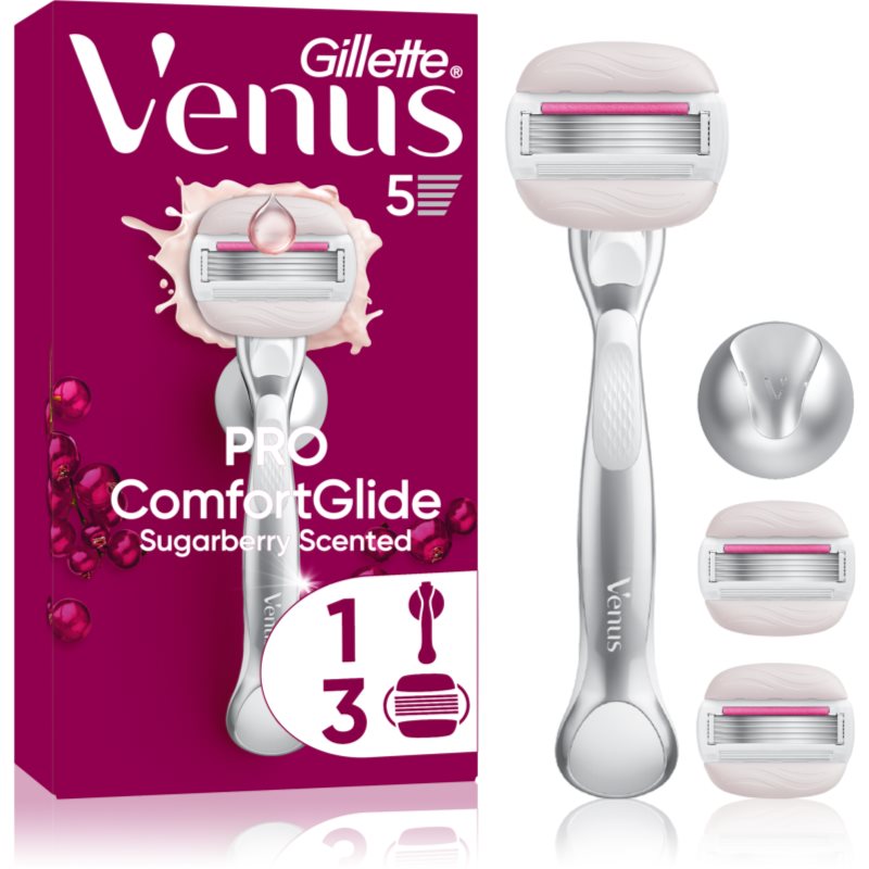 Gillette Venus PRO ComfortGlide Sugarberry brijaći aparat za žene s držačem za tuš + zamjenske britvice 5 kom Cijene