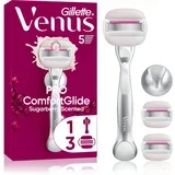 Venus PRO ComfortGlide Sugarberry brijaći aparat za žene s držačem za tuš + zamjenske britvice 5 kom