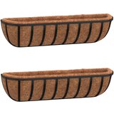 Maison Chic Stensko korito - cvetlična korita - Cvetlični Lonec 2 kosa podloga iz kokosa 76x21x16 cm jeklo, (21790252) | Shoptok.si
