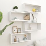 vidaXL Stenske police kockaste 4 kosi bele 60x15x23 cm Cene