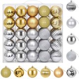  Set božićnih kuglica 50 kom. Srebrna i zlatna 8 cm Polistiren | shoptok.hr