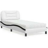 vidaXL Krevet s madracem bijelo-crni 90 x 200 cm od umjetne kože Cijene