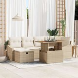 vidaXL 7-delni vrtni kavč set s blazinami bež poli ratan | Shoptok.si