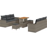 vidaXL set od 9 dijelova za vrtni kauč s jastucima sivi poli ratan acacia | shoptok.hr