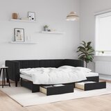 vidaXL Izvlečna dnevna postelja s predali črna 90x200 cm žamet Cene