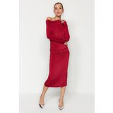 Trendyol Burgundy Fitted Knitted Corset Detailed Dress Cijene