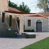 vidaXL Avtomatska tenda LED + senzor 400x300 cm oranžna/rjava Cene