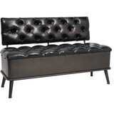 vidaXL Klop za shranjevanje z naslonjalom 110 cm črno umetno usnje | Shoptok.si