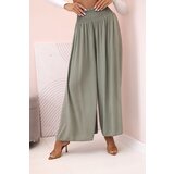 Kesi Włoski Women's viscose trousers with elastic waistband khaki | Shoptok.si