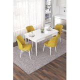 Hanah home trpezarijski set Nef, sto na razvlačenje i 4 stolice, bela ploča, senf žuta tkanina Jerry | Eponuda.com