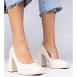 D/CEO marka niezdefiniowana Beige square-toe pumps on a massive heel Irenois | shoptok.hr