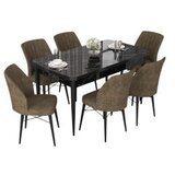 Hanah home set trpezarijski sto i 6 stolica nef black marble brown | ePonuda.com