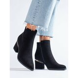 SHELOVET Suede ankle boots on the post black Cene
