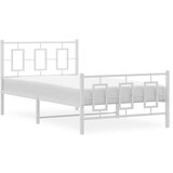 Metalni Kovinski posteljni okvir z vzglavjem in vznožjem bel 100x190 cm | Shoptok.si