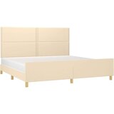  Posteljni okvir z vzglavjem krem 200x200 cm blago, (20906428) | Shoptok.si