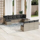 Maison Chic Seti vrtnega pohištva - Vrtna garnitura - Vrtni pohištvo set 10-delna z blazinami siv poli ratan, (21817479) | Shoptok.si
