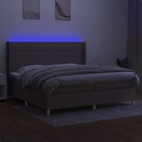  Krevet box spring s madracem LED smeđesivi 200x200 cm tkanina | shoptok.hr