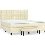  Box spring postelja z vzmetnico krem 200x200 cm umetno usnje, (20898755) | Shoptok.si