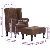 vidaXL Fotelja Chesterfield s tabureom od umjetne brušene kože smeđa | shoptok.hr