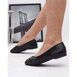Resti Black women's openwork ballerinas with gold ornament Serilla- Footwear | Shoptok.si