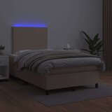  Krevet box spring madrac LED cappuccino 120x200cm umjetna koža | shoptok.hr
