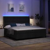  LED Box Spring Krevet s uzglavljem Crna 200 x 200 cm tkanina | shoptok.hr
