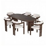 Hanah home Set Trpezarijski sto i 6 stolica Meridia 6 Milano Walnut Dark Walnut White | Eponuda.com