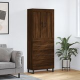 vidaXL Visoka komoda rjav hrast 69,5x34x180 cm inženirski les | Shoptok.si
