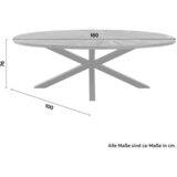 Zandiara ovalna jedilna miza orbit, barva akacije, črna, 180x100 | Shoptok.si