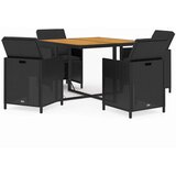  5-dijelni vrtni blagovaonski set s jastucima od poliratana crni Crna 109 cm table length | shoptok.hr