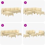  Set namještaja za dnevni boravak s jastukom 6 pcs Krem Tkanina | shoptok.hr