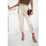 Kesi Włoski Summer Punto trousers with leg closure dark beige | shoptok.hr