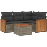  The Living Store Vrtna sedežna garnitura 5-delna z blazinami siv poli ratan - Vrtna Sedežna Garniture, (21461657) | Shoptok.si
