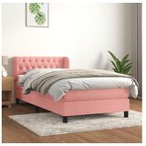 vidaXL Box spring postelja z vzmetnico roza 90x190 cm žamet Cene