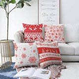 Minimalist Cushion Covers set od 4 božićne jastučnice od kenila minimalističke navlake za jastuke crvene pahuljice, 55 x 55 cm | shoptok.hr