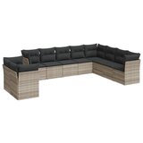  10-dijelni set vrtnih sofa poliratan s jastucima svijetlosivi | shoptok.hr