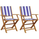 Maison Chic Vrtni Stoli - Stol za vrt 2 kosa kremno moder/bel trden akacijev les in blago JS511, (21877641) | Shoptok.si